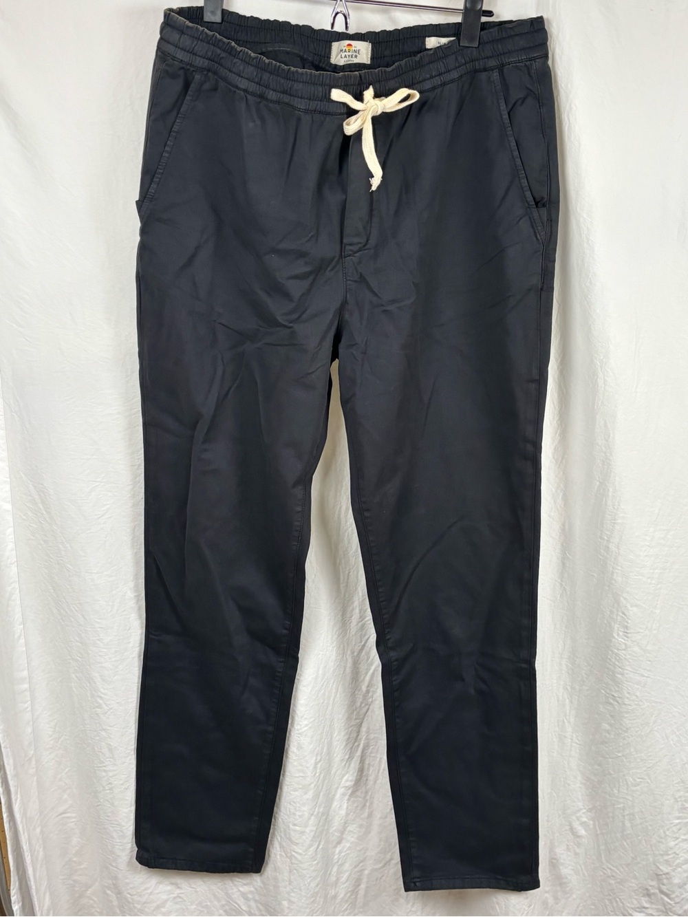 NWT Marine Layer X-Large Navy Drawstring Chinos pants with Elastic Waist